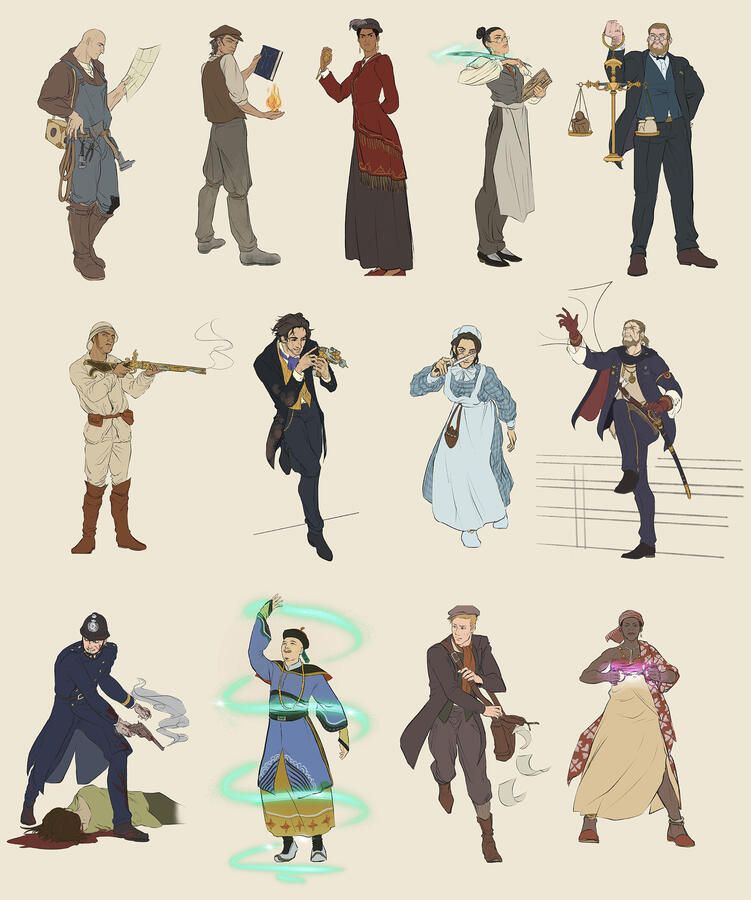 Character designs for Onyx Path Publishing