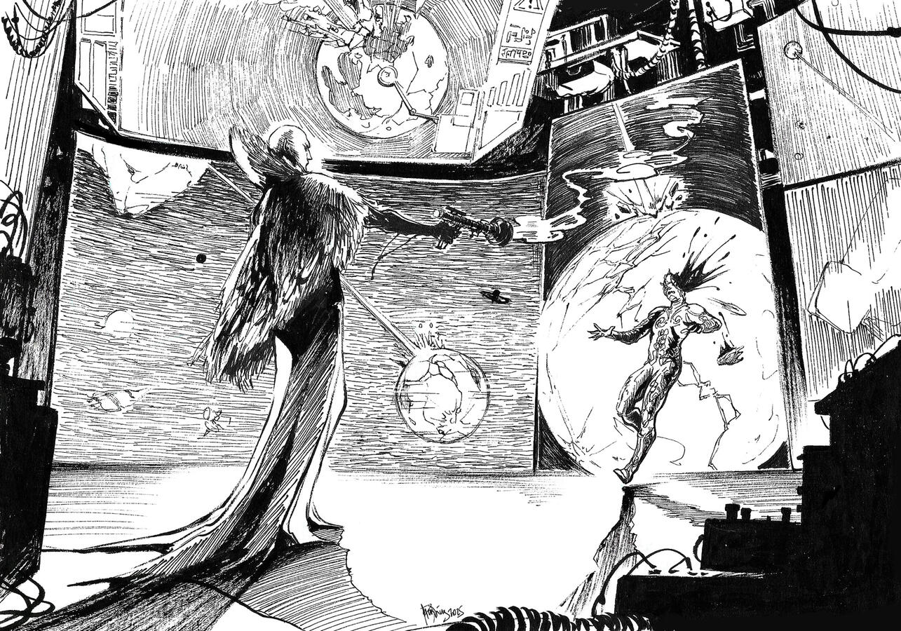Ink on paper - artwork for Sudden Conflict Game