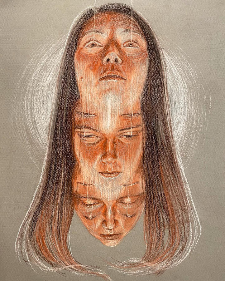 Conté crayon on toned paper